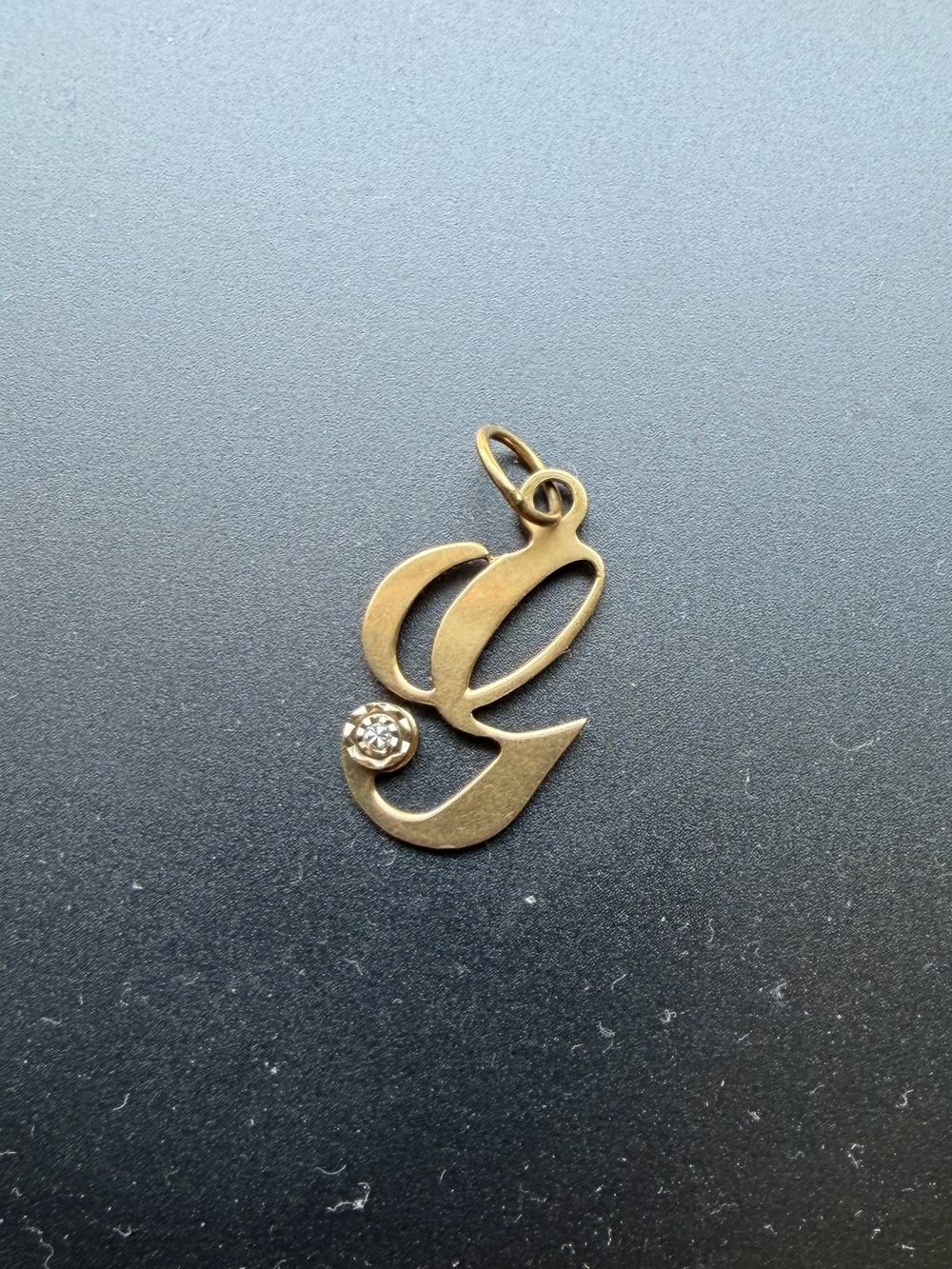 Gold Initial 'G' Pendant Charm with Clear Stone Accent